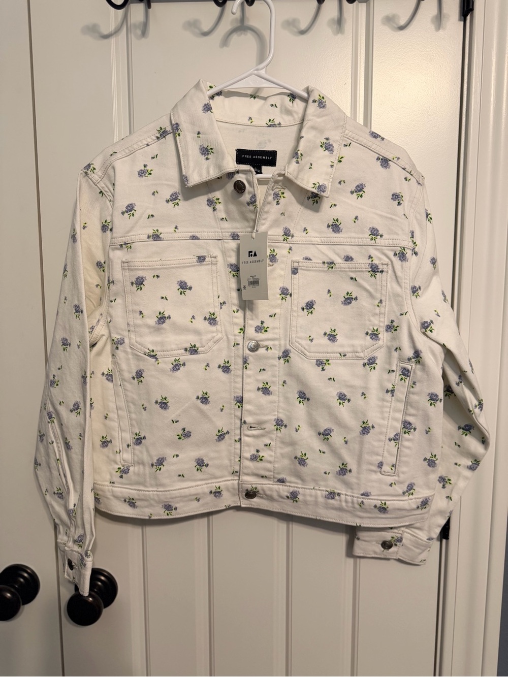 Frame Denim White Floral Jean Jacket - Women's